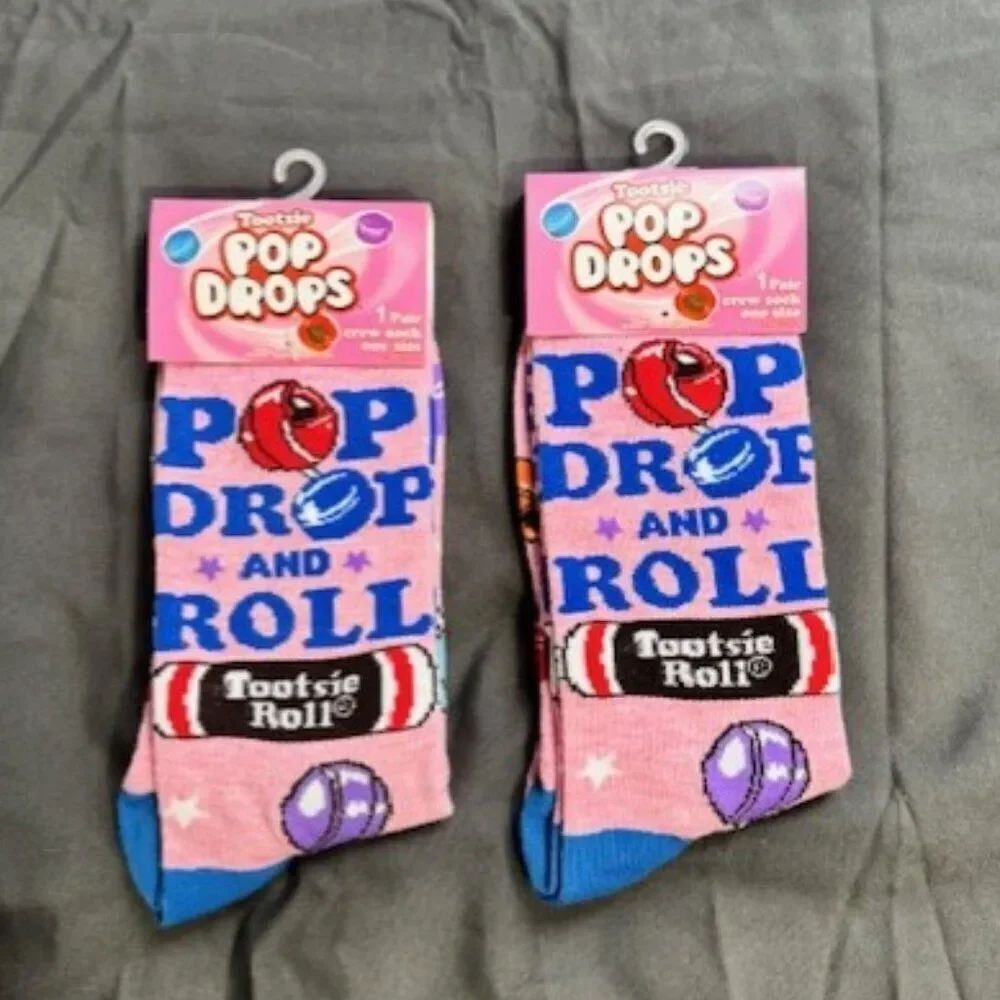 2 Pair Pop Drops Crew Socks Men's Shoe Size 6-12 Holiday Festive Christmas Gift